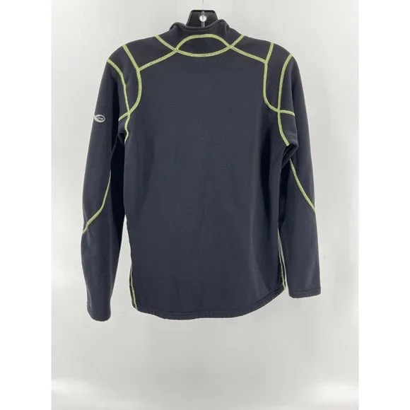 REI Women's Black Neon Green Stitching 1/4 Zip Stretch Fleece Sweatshirt Size L - Picture 7 of 15